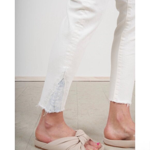Moussy Vintage Denim MV Burnside Raw Hem Skinny Jeans Designer Luxury White 26 - Picture 2 of 13